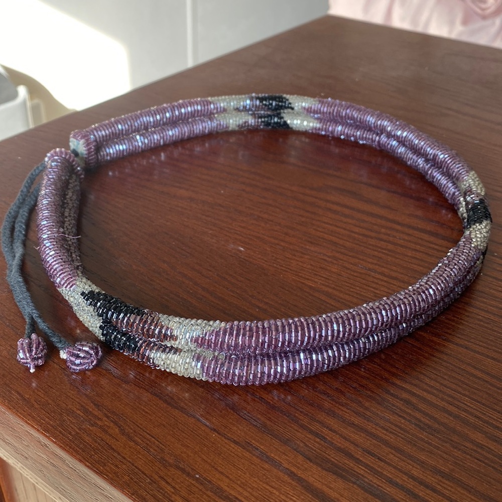 {Fully Beaded} Vintage Tribal Wrap Tie Belt